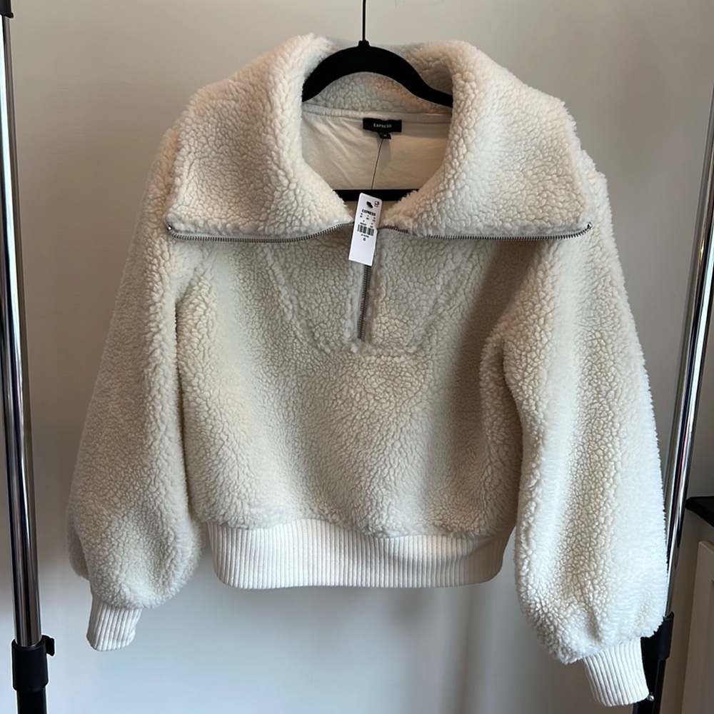 Express Cream Teddy Jacket Pullover